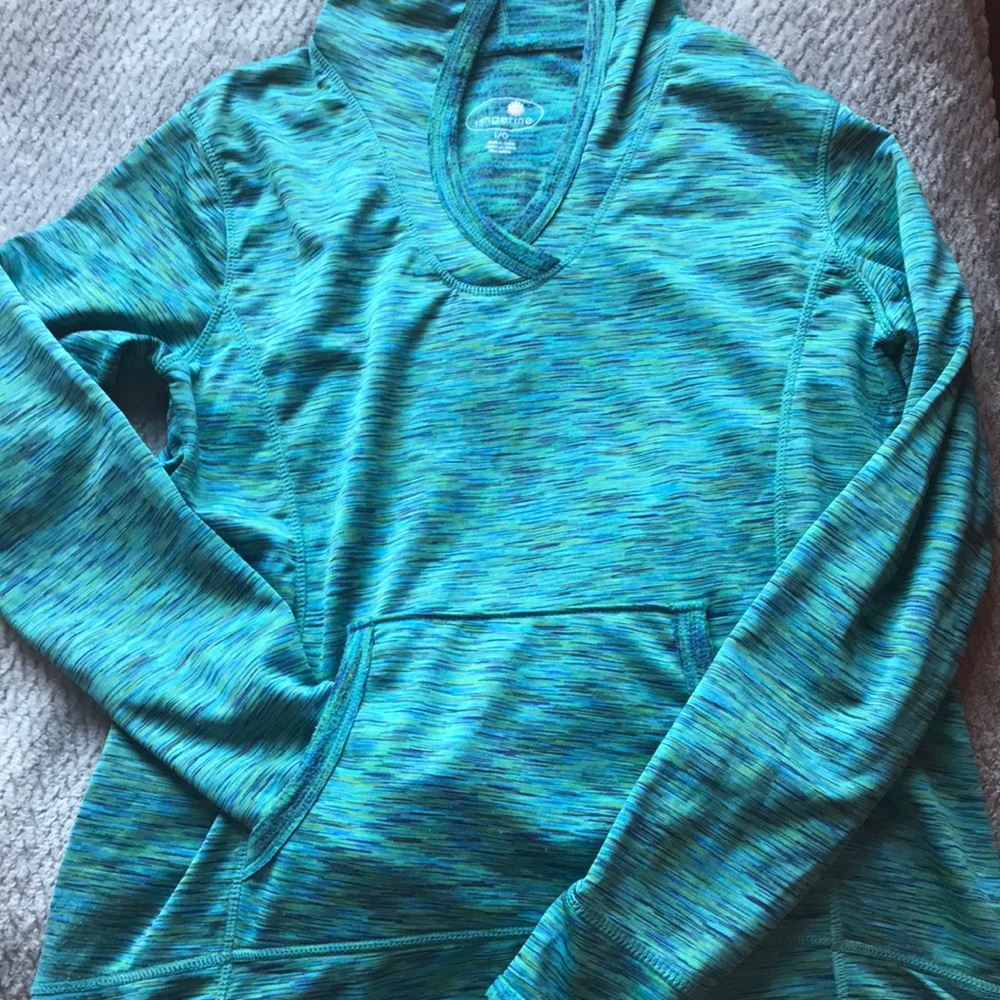 Blue and green hoodie